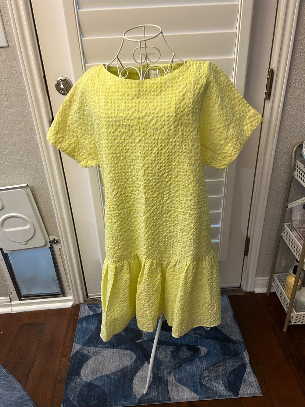 Anthropologie Yellow Textured Mini Dress